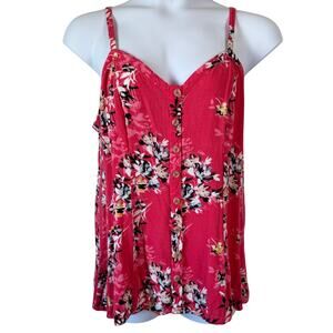 Torrid Pink Floral Cami Top 1X Adjustable Straps Rayon NWOT Cottagecore Casual